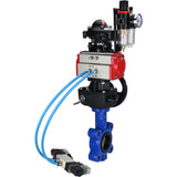 Water Butterfly Valve Elephant WBV1631N-2W-Fb-H, body material - cast iron QT450, disk material - Stainless steel AISI 304, seal - NBR, pneumatic actuator PA-DA double action, 4V320-08 220V, LSU APL-210N, handwheel MON, ATU AFC2000