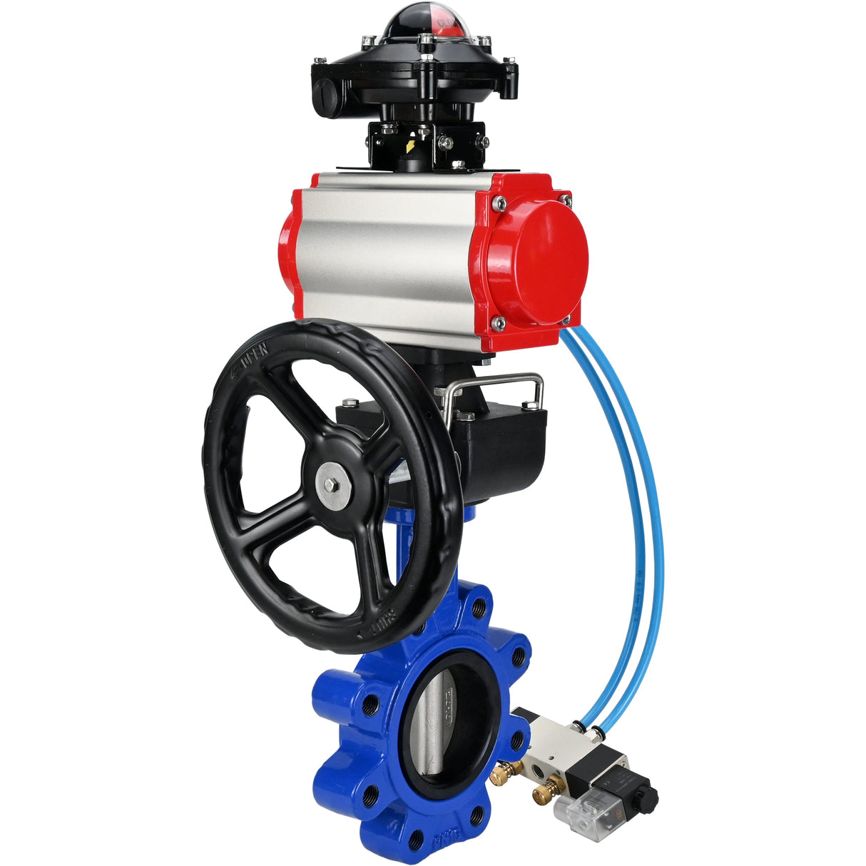 Water Butterfly Valve Elephant WBV1631N-2W-Fb-H, body material - cast iron QT450, disk material - Stainless steel AISI 304, seal - NBR, pneumatic actuator PA-DA double action, 4V320-10 220V, LSU APL-210N, handwheel MON