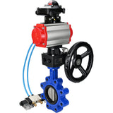 Water Butterfly Valve Elephant WBV1631N-2W-Fb-H, body material - cast iron QT450, disk material - Stainless steel AISI 304, seal - NBR, pneumatic actuator PA-DA double action, 4V320-10 220V, LSU APL-210N, handwheel MON