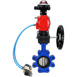 Water Butterfly Valve Elephant WBV1631N-2W-Fb-H, body material - cast iron QT450, disk material - Stainless steel AISI 304, seal - NBR, pneumatic actuator PA-DA double action, 4V320-10 220V, LSU APL-210N, handwheel MON
