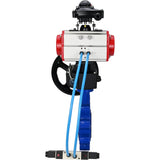 Water Butterfly Valve Elephant WBV1631N-2W-Fb-H, body material - cast iron QT450, disk material - Stainless steel AISI 304, seal - NBR, pneumatic actuator PA-DA double action, 4V320-10 220V, LSU APL-210N, handwheel MON