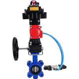 Water Butterfly Valve Elephant WBV1631N-2W-Fb-H, body material - cast iron QT450, disk material - Stainless steel AISI 304, seal - NBR, pneumatic actuator PA-DA double action, 4V320-08 220V, LSU APL-410N EX, handwheel MON, ATU AFC2000