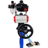 Water Butterfly Valve Elephant WBV1631N-2W-Fb-H, body material - cast iron QT450, disk material - Stainless steel AISI 304, seal - NBR, pneumatic actuator PA-DA double action, 4V320-08 220V, LSU APL-410N EX, handwheel MON, ATU AFC2000