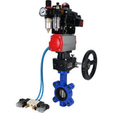 Water Butterfly Valve Elephant WBV1631N-2W-Fb-H, body material - cast iron QT450, disk material - Stainless steel AISI 304, seal - NBR, pneumatic actuator PA-DA double action, 4V320-08 220V, LSU APL-410N EX, handwheel MON, ATU AFC2000