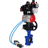 Water Butterfly Valve Elephant WBV1631N-2W-Fb-H, body material - cast iron QT450, disk material - Stainless steel AISI 304, seal - NBR, pneumatic actuator PA-DA double action, 4V320-08 220V, LSU APL-410N EX, handwheel MON, ATU AFC2000