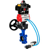 Water Butterfly Valve Elephant WBV1631N-2W-Fb-H, body material - cast iron QT450, disk material - Stainless steel AISI 304, seal - NBR, pneumatic actuator PA-DA double action, 4V320-10 220V, LSU APL-410N EX, handwheel MON