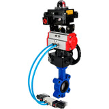 Water Butterfly Valve Elephant WBV1631N-2W-Fb-H, body material - cast iron QT450, disk material - Stainless steel AISI 304, seal - NBR, pneumatic actuator PA-DA double action, 4V320-10 220V, LSU APL-410N EX, handwheel MON
