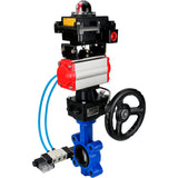 Water Butterfly Valve Elephant WBV1631N-2W-Fb-H, body material - cast iron QT450, disk material - Stainless steel AISI 304, seal - NBR, pneumatic actuator PA-DA double action, 4V320-10 220V, LSU APL-410N EX, handwheel MON