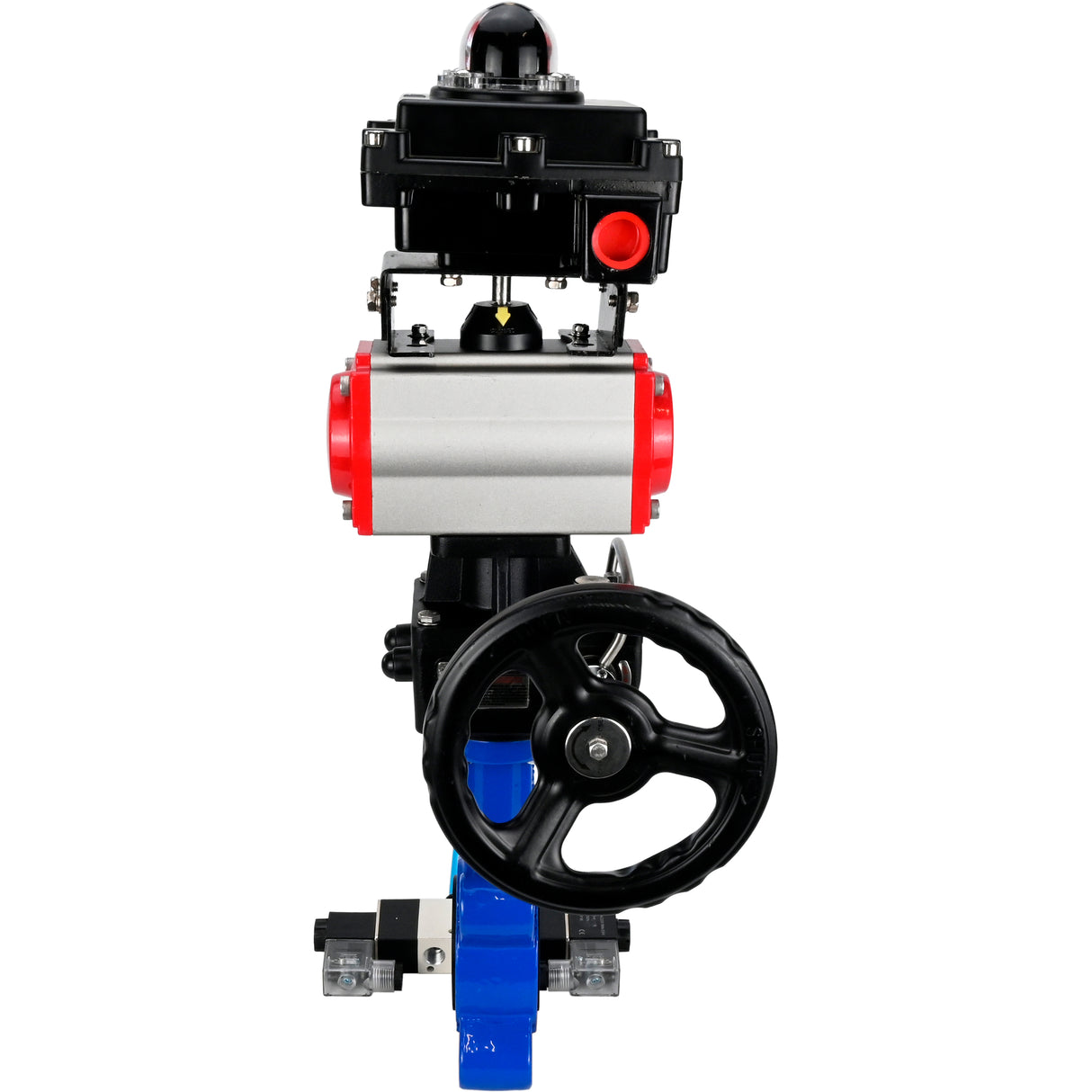 Water Butterfly Valve Elephant WBV1631N-2W-Fb-H, body material - cast iron QT450, disk material - Stainless steel AISI 304, seal - NBR, pneumatic actuator PA-DA double action, 4V320-10 220V, LSU APL-410N EX, handwheel MON