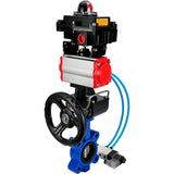 Water Butterfly Valve Elephant WBV1631N-2W-Fb-H, body material - cast iron QT450, disk material - Stainless steel AISI 304, seal - NBR, pneumatic actuator PA-DA double action, 4V320-10 220V, LSU APL-410N EX, handwheel MON
