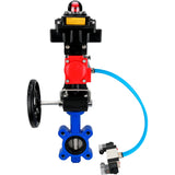 Water Butterfly Valve Elephant WBV1631N-2W-Fb-H, body material - cast iron QT450, disk material - Stainless steel AISI 304, seal - NBR, pneumatic actuator PA-DA double action, 4V320-10 220V, LSU APL-410N EX, handwheel MON