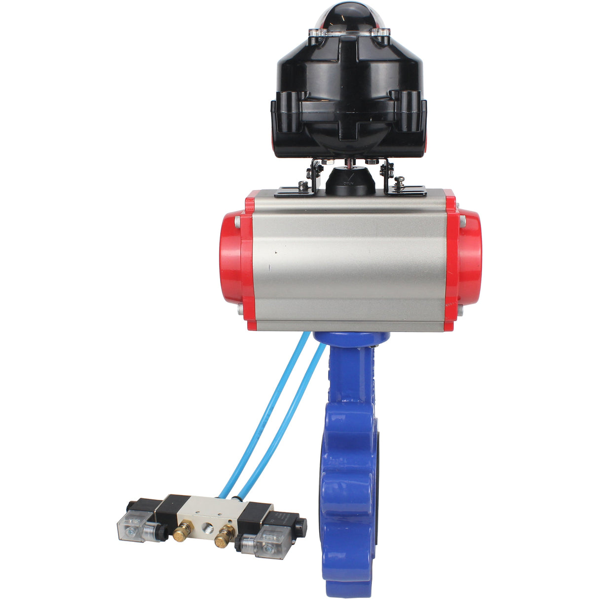 Water Butterfly Valve Elephant WBV1631N-2W-Fb-H, body material - cast iron QT450, disk material - Stainless steel AISI 304, seal - NBR, pneumatic actuator PA-SA with return springs, 4V320-10 220V, LSU APL-510N EX