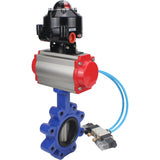 Water Butterfly Valve Elephant WBV1631N-2W-Fb-H, body material - cast iron QT450, disk material - Stainless steel AISI 304, seal - NBR, pneumatic actuator PA-SA with return springs, 4V320-08 220V, LSU APL-510N EX