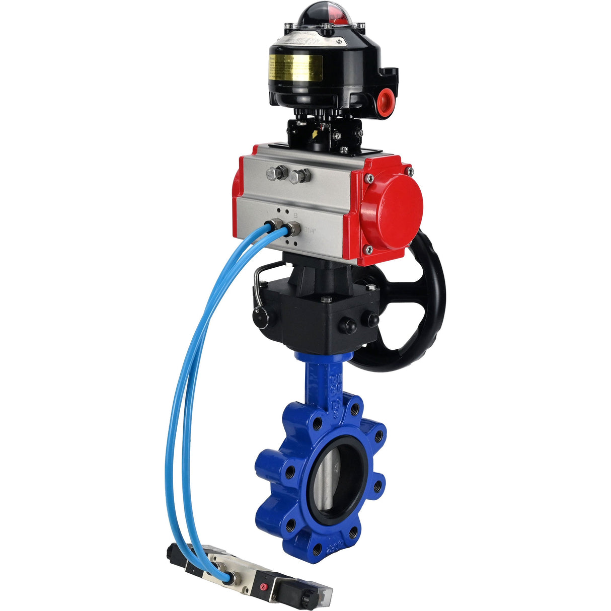 Water Butterfly Valve Elephant WBV1631N-2W-Fb-H, body material - cast iron QT450, disk material - Stainless steel AISI 304, seal - NBR, pneumatic actuator PA-DA double action, 4V320-10 220V, LSU APL-510N EX, handwheel MON