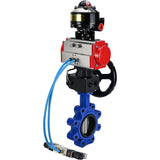 Water Butterfly Valve Elephant WBV1631N-2W-Fb-H, body material - cast iron QT450, disk material - Stainless steel AISI 304, seal - NBR, pneumatic actuator PA-DA double action, 4V320-10 220V, LSU APL-510N EX, handwheel MON