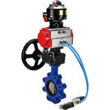 Water Butterfly Valve Elephant WBV1631N-2W-Fb-H, body material - cast iron QT450, disk material - Stainless steel AISI 304, seal - NBR, pneumatic actuator PA-DA double action, 4V320-10 220V, LSU APL-510N EX, handwheel MON