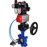 Water Butterfly Valve Elephant WBV1631N-2W-Fb-H, body material - cast iron QT450, disk material - Stainless steel AISI 304, seal - NBR, pneumatic actuator PA-DA double action, 4V320-08 220V, LSU APL-510N EX, handwheel MON, ATU AFC2000