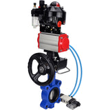 Water Butterfly Valve Elephant WBV1631N-2W-Fb-H, body material - cast iron QT450, disk material - Stainless steel AISI 304, seal - NBR, pneumatic actuator PA-DA double action, 4V320-08 220V, LSU APL-510N EX, handwheel MON, ATU AFC2000