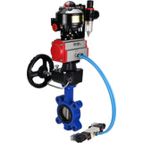 Water Butterfly Valve Elephant WBV1631N-2W-Fb-H, body material - cast iron QT450, disk material - Stainless steel AISI 304, seal - NBR, pneumatic actuator PA-DA double action, 4V320-08 220V, LSU APL-510N EX, handwheel MON, ATU AFC2000
