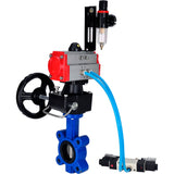 Water Butterfly Valve Elephant WBV1631N-2W-Fb-H, body material - cast iron QT450, disk material - Stainless steel AISI 304, seal - NBR, pneumatic actuator PA-DA double action, 4V320-08 220V handwheel MON, ATU AFC2000