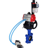 Water Butterfly Valve Elephant WBV1631N-2W-Fb-H, body material - cast iron QT450, disk material - Stainless steel AISI 304, seal - NBR, pneumatic actuator PA-DA double action, 4V320-08 220V handwheel MON, ATU AFC2000