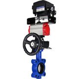 Water Butterfly Valve Elephant WBV1631N-2W-Fb-H, body material - cast iron QT450, disk material - Stainless steel AISI 304, seal - NBR, pneumatic actuator PA-DA double action, positioner YT-1000RSN without feedback, handwheel MON
