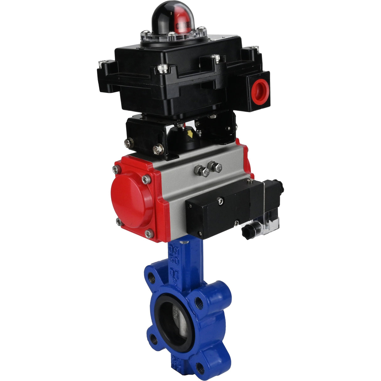 Water Butterfly Valve Elephant WBV1631N-2W-Fb-H, body material - cast iron QT450, disk material - Stainless steel AISI 304, seal - NBR, pneumatic actuator PA-SA with return springs, 4M310-08 24V, LSU APL-410N EX