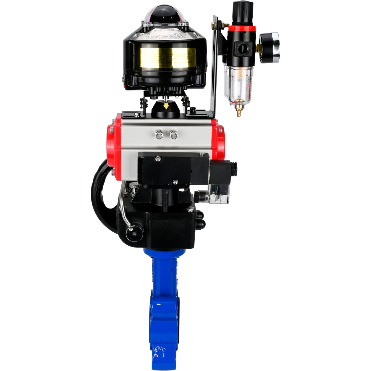 Water Butterfly Valve Elephant WBV1631N-2W-Fb-H, body material - cast iron QT450, disk material - Stainless steel AISI 304, seal - NBR, pneumatic actuator PA-DA double action, 4M310-08 220V, LSU APL-510N EX, handwheel MON, ATU AFC2000