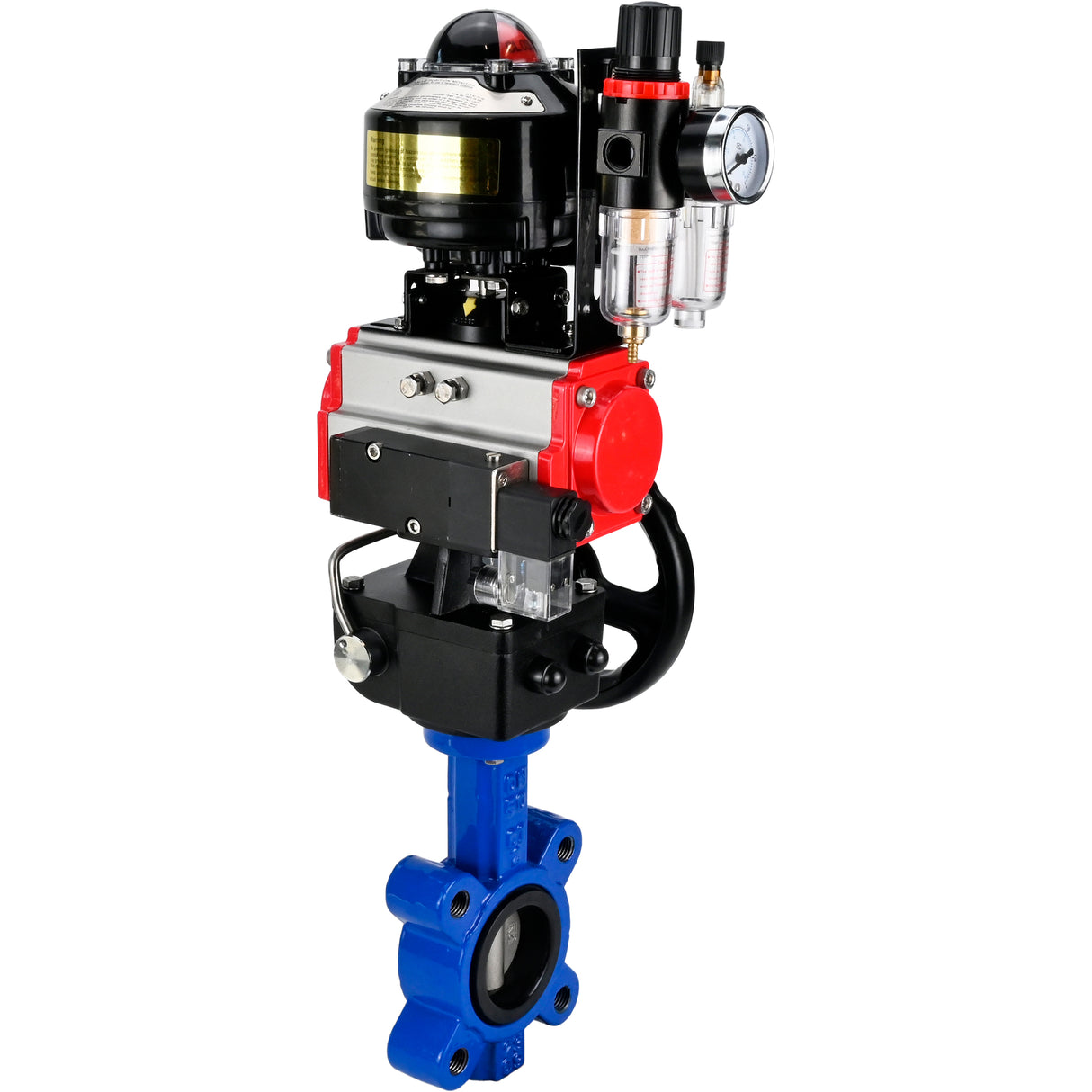 Water Butterfly Valve Elephant WBV1631N-2W-Fb-H, body material - cast iron QT450, disk material - Stainless steel AISI 304, seal - NBR, pneumatic actuator PA-DA double action, 4M310-08 220V, LSU APL-510N EX, handwheel MON, ATU AFC2000