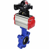 Water Butterfly Valve Elephant WBV1631E-2W-Fb-H, body material - cast iron QT450, disk material - stainless steel AISI 304, seal - EPDM, with pneumatic actuator double action PA-DA, LSU APL-210N