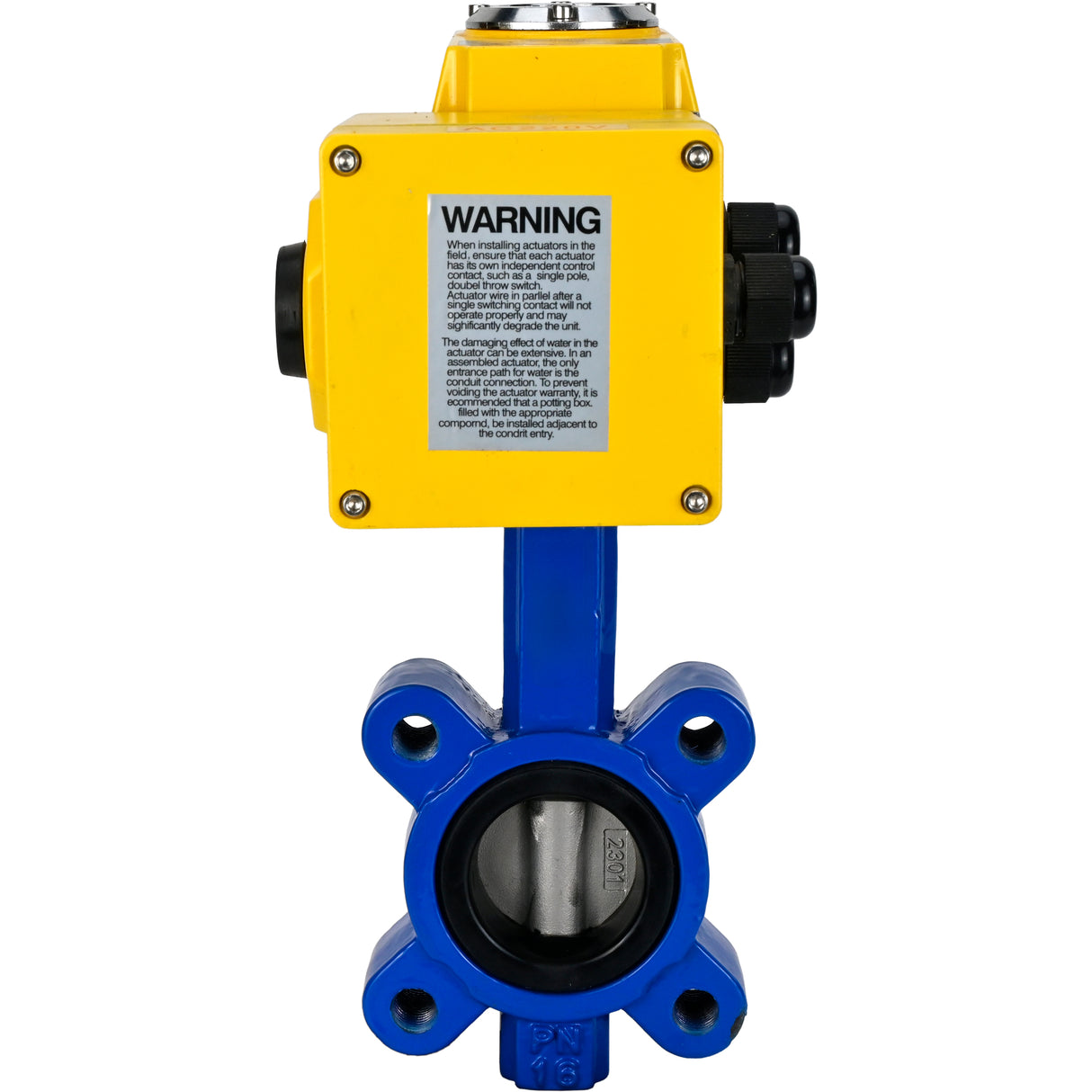 Water Butterfly Valve Elephant WBV1631N-2W-Fb-H, body material - cast iron QT450, disk material - Stainless steel AISI 304, seal - NBR, electric actuator QT-N-EM-A1-220VAC-U1 220V