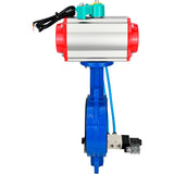 Water Butterfly Valve for abrasive media  Elephant WBV1632E-2W-Fb-H DN40-200 16 bar body - QT450 cast iron, disc - 316L stainless steel, seal - EPDM, with pneumatic actuator PA-DA-XXX, pneumatic distributor 4V320-08 220V and ALS200D magnetic switch