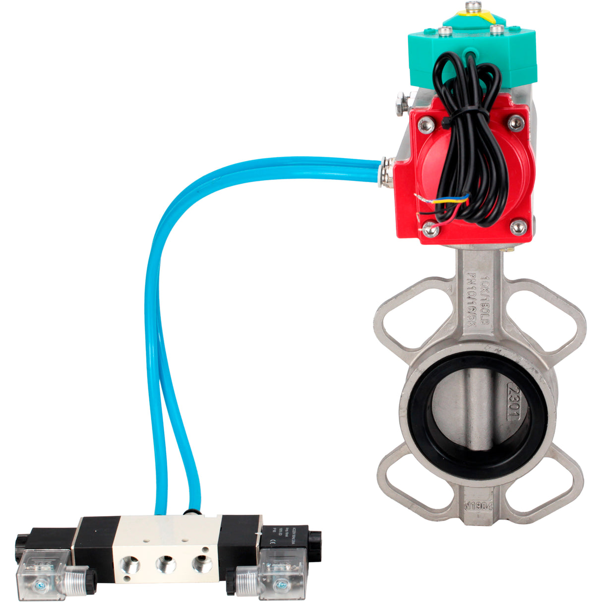 Disc rotary valves Elephant WBV3131N-2W-Fb-H DN50-250 16 bar body - 304 stainless steel, disc - 304 stainless steel, seal - NBR, with pneumatic actuator PA-DA-XXX, pneumatic distributor 4V320-10 220V and ALS200D magnetic switch