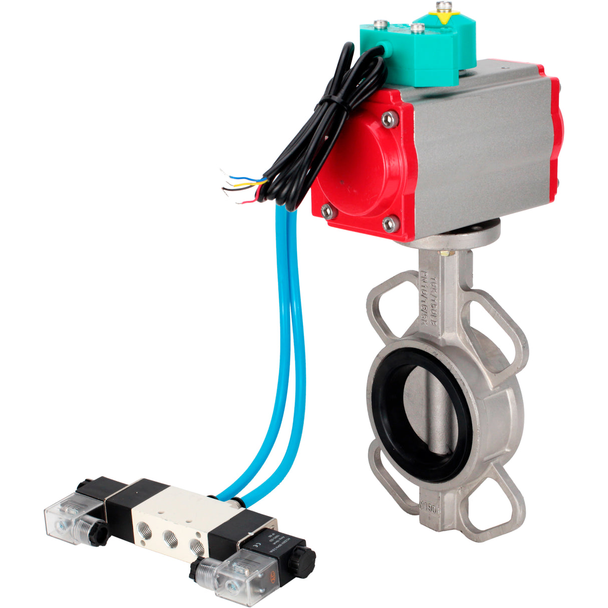 Disc rotary valves Elephant WBV3131N-2W-Fb-H DN50-250 16 bar body - 304 stainless steel, disc - 304 stainless steel, seal - NBR, with pneumatic actuator PA-DA-XXX, pneumatic distributor 4V320-10 220V and ALS200D magnetic switch
