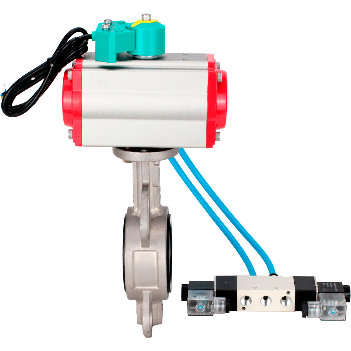 Disc rotary valves Elephant WBV3131N-2W-Fb-H DN50-250 16 bar body - 304 stainless steel, disc - 304 stainless steel, seal - NBR, with pneumatic actuator PA-DA-XXX, pneumatic distributor 4V320-10 220V and ALS200D magnetic switch