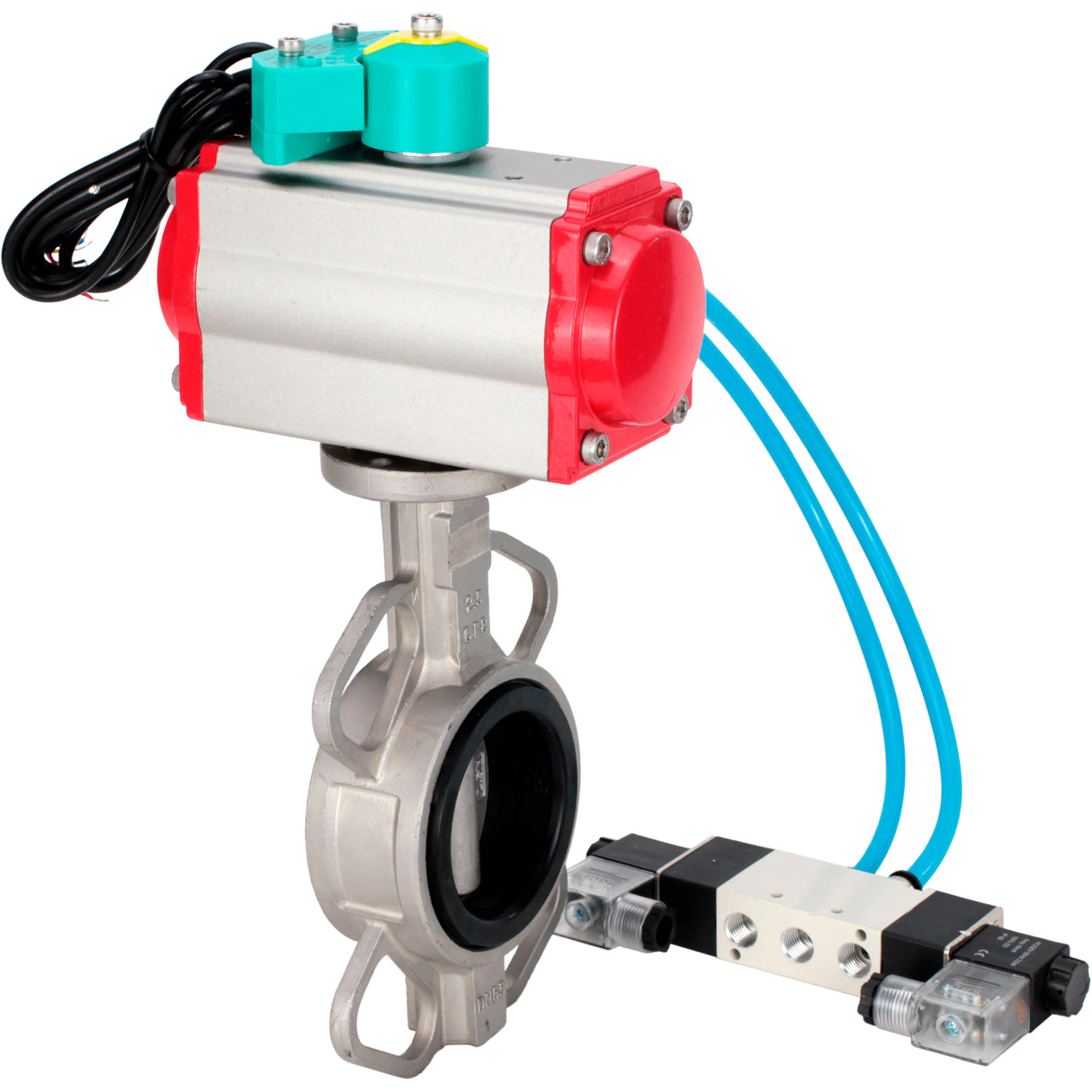 Disc rotary valves Elephant WBV3131N-2W-Fb-H DN50-250 16 bar body - 304 stainless steel, disc - 304 stainless steel, seal - NBR, with pneumatic actuator PA-DA-XXX, pneumatic distributor 4V320-10 220V and ALS200D magnetic switch