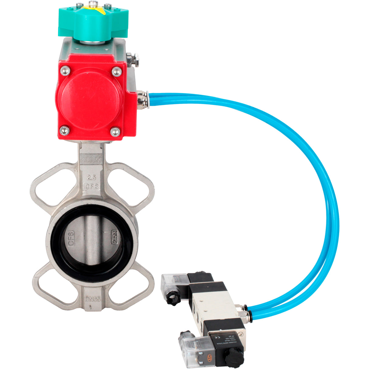 Disc rotary valves Elephant WBV3131N-2W-Fb-H DN50-250 16 bar body - 304 stainless steel, disc - 304 stainless steel, seal - NBR, with pneumatic actuator PA-DA-XXX, pneumatic distributor 4V320-10 220V and ALS200D magnetic switch