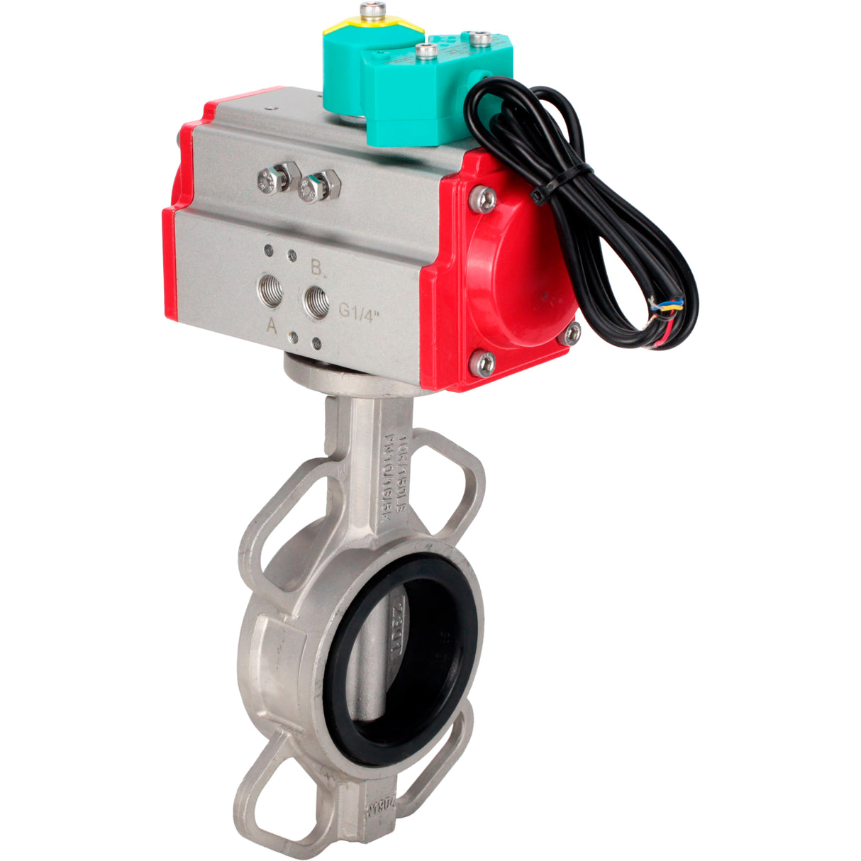 Disc rotary valves Elephant WBV3131E-2W-Fb-H DN50-250 16 bar body - 304 stainless steel, disc - 304 stainless steel, seal - EPDM, with pneumatic drive PA-DA-XXX and ALS200D magnetic switch
