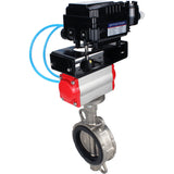 Water Butterfly Valve Elephant WBV3131V-2W-Fb-H, body material - Stainless steel AISI 304, disk material - Stainless steel AISI 304, seal - Viton, pneumatic actuator PA-SA with return springs, positioner YT-1000RSN with feedback