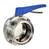 Water Butterfly Valve Elephant WBV3131E-2W-T-H, body material - food grade stainless steel 304, disk material - Stainless steel AISI 304, seal - EPDM, threaded, with handle