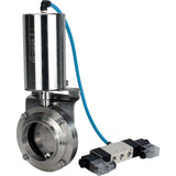 Water Butterfly valves Elephant WBV3131S-2W-W-H, body material - stainless steel AISI 304, seal - Silicon, with pneumatic actuator PA-SA-85, pneumatic distributor 4V320-10 220V