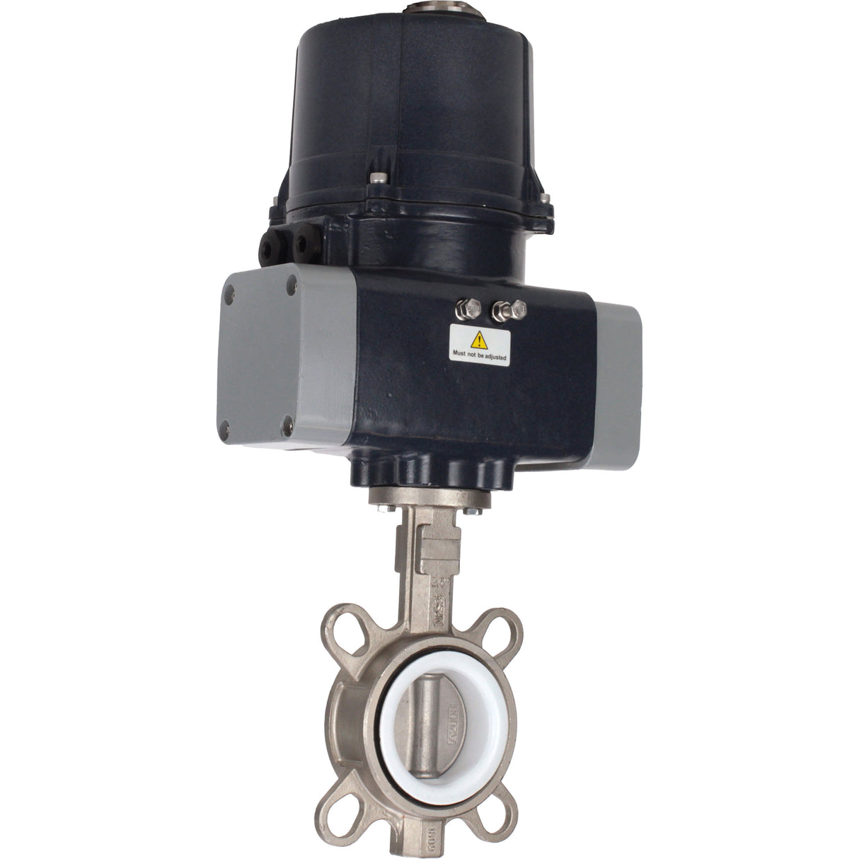 Butterfly valves Elephant WBV3131P-2W-Fb-H interflanged, body - stainless steel 304, disc - stainless steel 304, seal - PTFE, with electric quarter turn actuator Elephant QTSA-N-EM-O0-220VAC