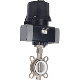 Butterfly valves Elephant WBV3131P-2W-Fb-H interflanged, body - stainless steel 304, disc - stainless steel 304, seal - PTFE, with electric quarter turn actuator Elephant QTSA-N-EM-O0-220VAC