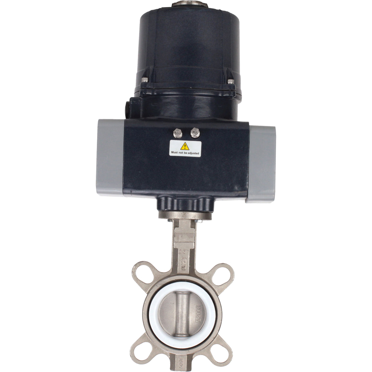 Butterfly valves Elephant WBV3131P-2W-Fb-H interflanged, body - stainless steel 304, disc - stainless steel 304, seal - PTFE, with electric quarter turn actuator Elephant QTSA-N-EM-O0-220VAC