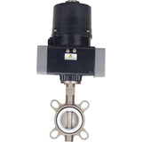 Butterfly valves Elephant WBV3131P-2W-Fb-H interflanged, body - stainless steel 304, disc - stainless steel 304, seal - PTFE, with electric quarter turn actuator Elephant QTSA-N-EM-O0-220VAC