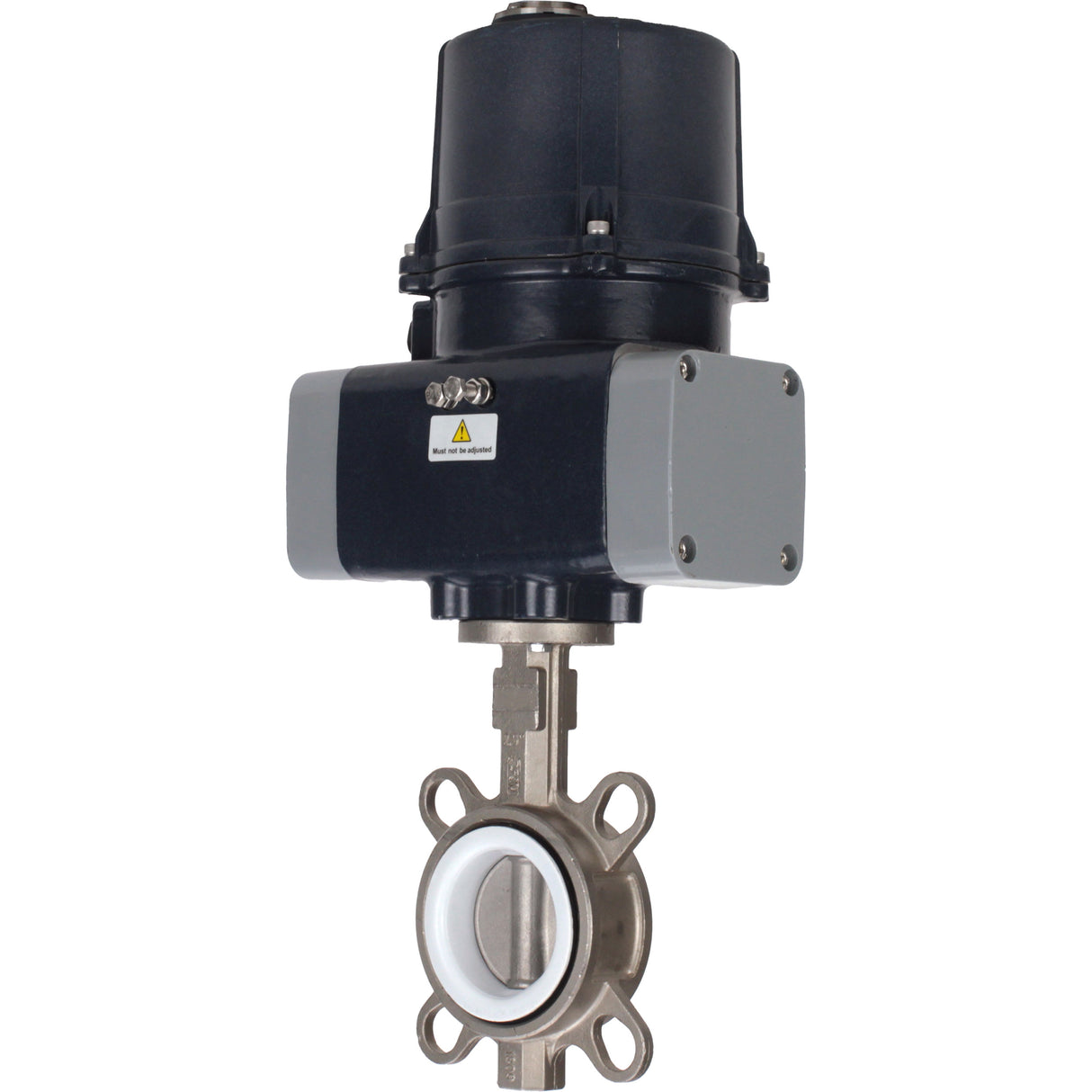 Butterfly valves Elephant WBV3131P-2W-Fb-H interflanged, body - stainless steel 304, disc - stainless steel 304, seal - PTFE, with electric quarter turn actuator Elephant QTSA-N-EM-O0-220VAC