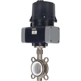 Butterfly valves Elephant WBV3131P-2W-Fb-H interflanged, body - stainless steel 304, disc - stainless steel 304, seal - PTFE, with electric quarter turn actuator Elephant QTSA-N-EM-O0-220VAC