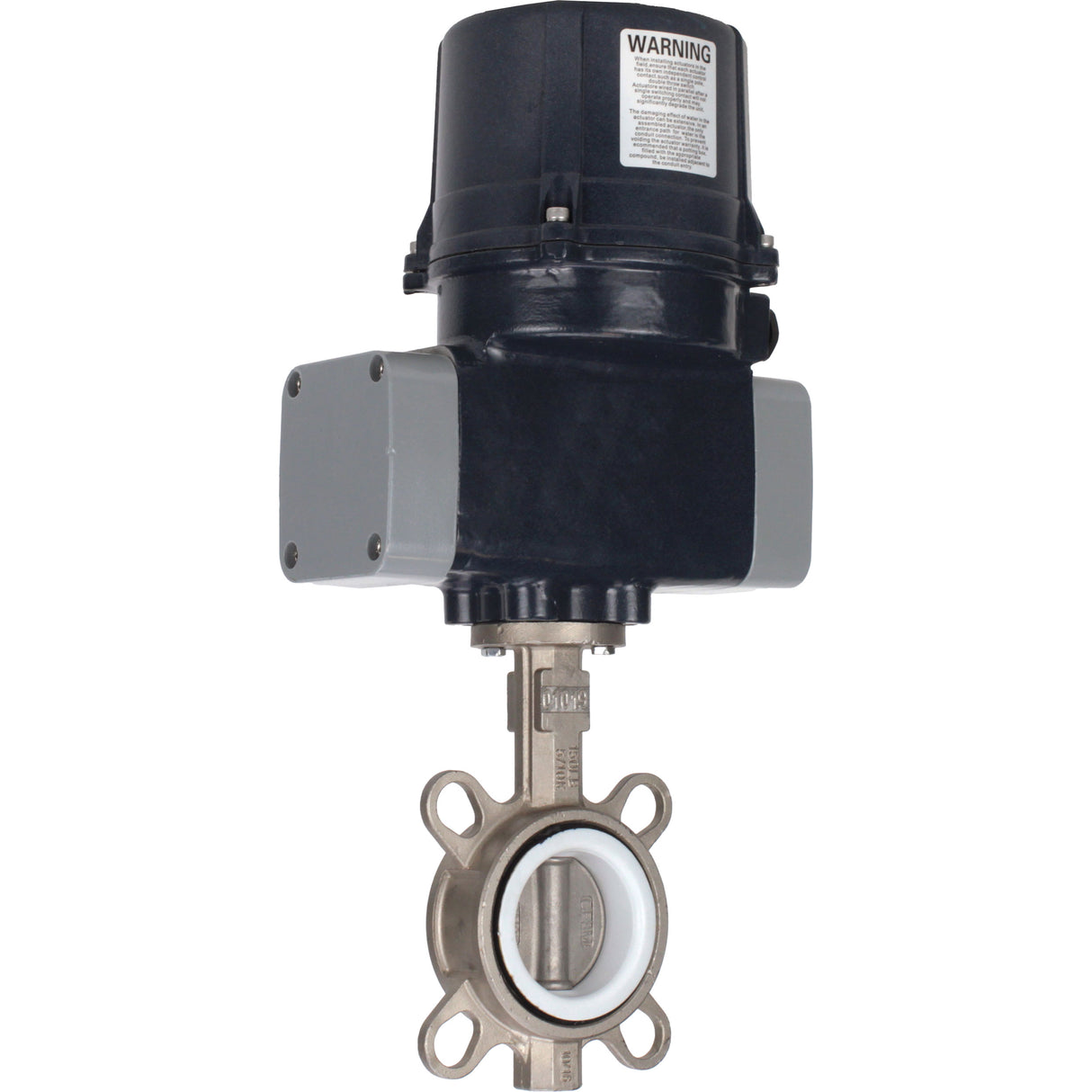 Butterfly valves Elephant WBV3131P-2W-Fb-H interflanged, body - stainless steel 304, disc - stainless steel 304, seal - PTFE, with electric quarter turn actuator Elephant QTSA-N-EM-O0-220VAC