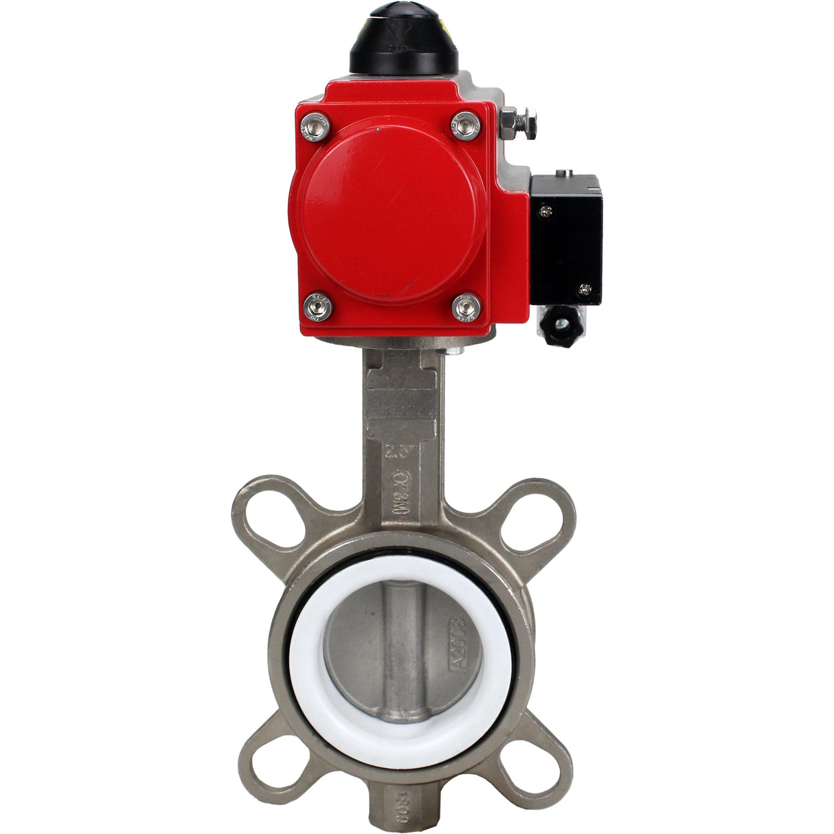 Water Butterfly Valve Elephant WBV3131P-2W-Fb-H, body material - Stainless steel AISI 304, disk material - Stainless steel AISI 304, seal - PTFE, pneumatic actuator PA-SA with return springs, 4M310-08 24V
