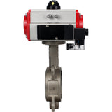 Water Butterfly Valve Elephant WBV3131P-2W-Fb-H, body material - Stainless steel AISI 304, disk material - Stainless steel AISI 304, seal - PTFE, pneumatic actuator PA-SA with return springs, 4M310-08 24V
